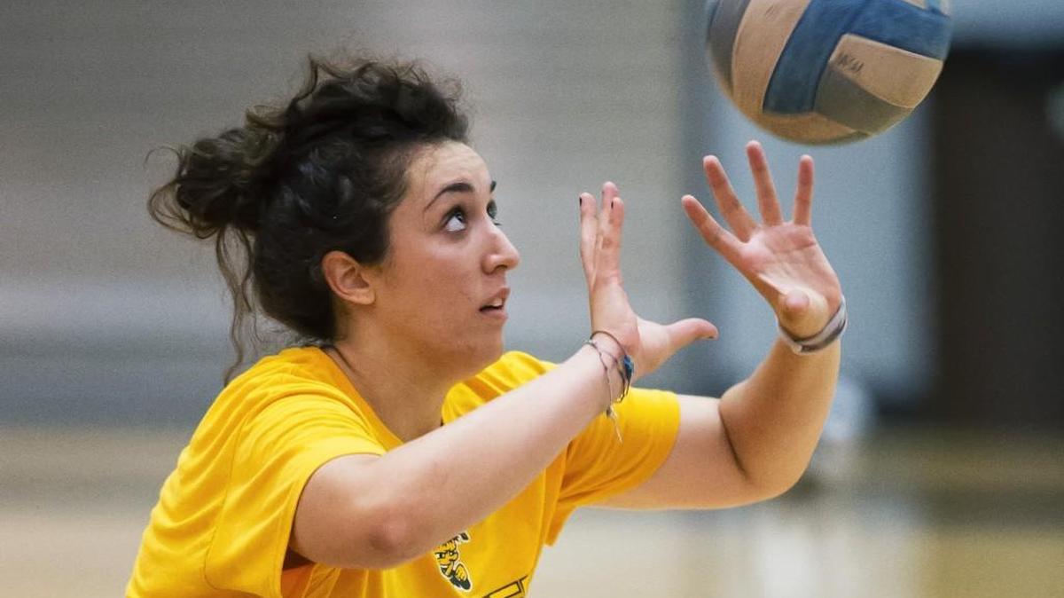 Wichita State's Giorgia Civita sets during a Shocker practice this week.