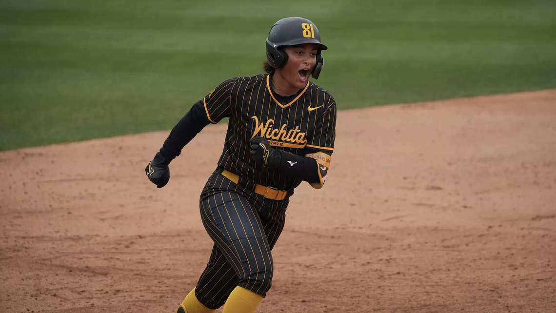 Wichita State sophomore slugger Ausha Moore had a record weekend in the Shockers’ sweep at Charlotte, as she hit three home runs and finished with a record nine RBI in WSU’s 14-4 win on Sunday.