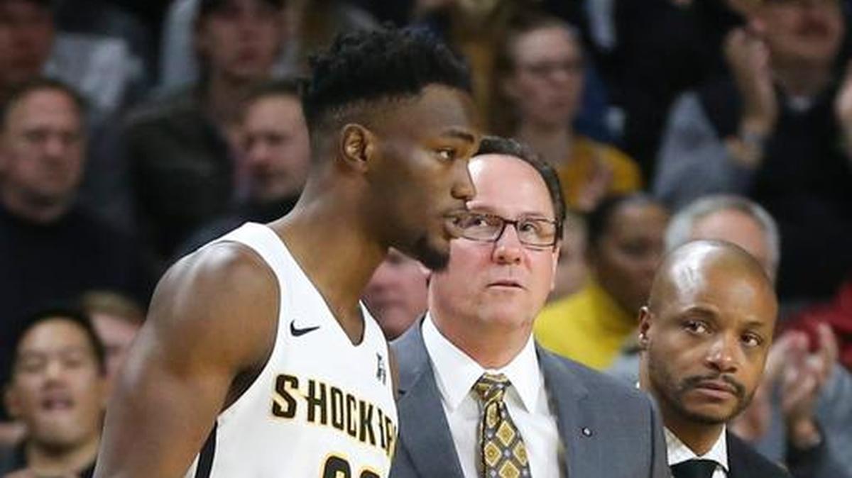 Wichita State forward Markis McDuffie prepares to check in for the very first time all season during the first half of their game against against the Florida Gulf Coast at Koch Arena in late December.