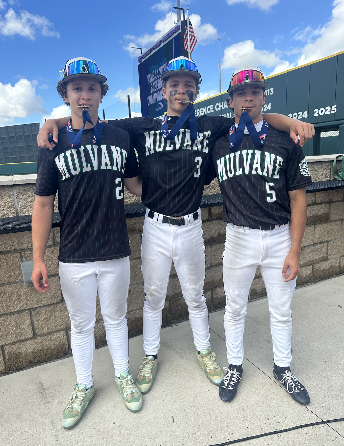 Grady, Manny and Hudson Myers pose with their state medals after the three best friends and brothers all started for Mulvane during its first state baseball title season in 40 years.