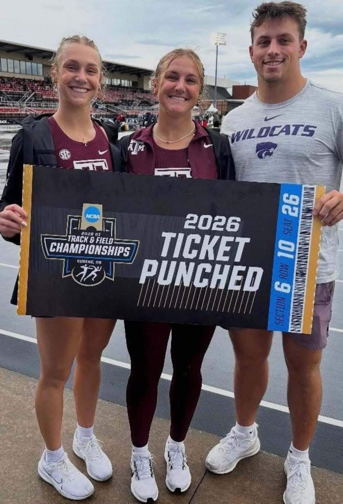 McKenzie Fairchild (left), Katelyn Fairchild (middle) and Riley Marx (right) are all Andale graduates who will be competing in the NCAA Outdoor Championships this week. The Fairchild sisters both compete for Texas A&M, while Marx at Kansas State.