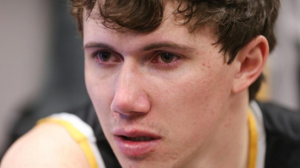Evan Wessel’s eyes are red in the Wichita State locker room after the Shockers fell to Miami in the second round of the NCAA Tournament on Saturday in Providence, R.I.
