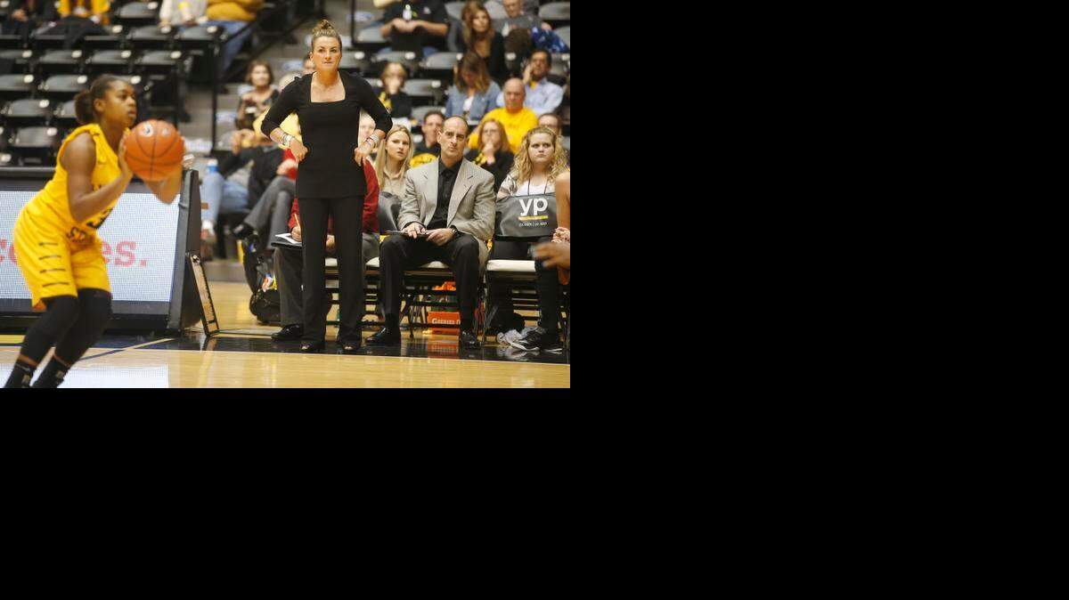 
Wichita State coach Jody Adams watches as Aundra Stovall shoots against Sam Houston State. The Shockers play at Illinois State on Friday and Southern Illinois on Sunday.
