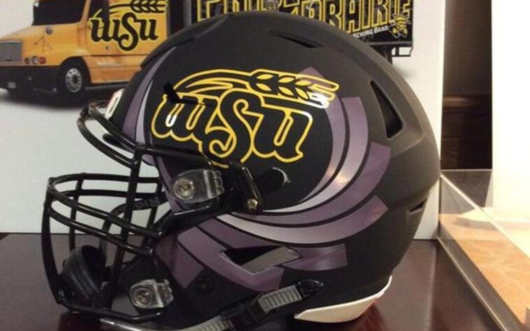 Wichita State president John Bardo tweeted a photo of a football helmet with a WSU logo Wednesday morning. In the background is a drawing of a semi that would move marching band equipment. The university hasn’t had a football program since 1986.