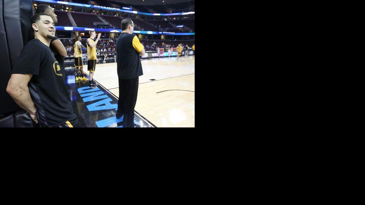 
Wichita State guard Fred VanVleet smiles during practice at QuickenLoans Arena in Cleveland. They play Notre Dame in the Sweet 16 of the NCAA Tournament on Thursday.
