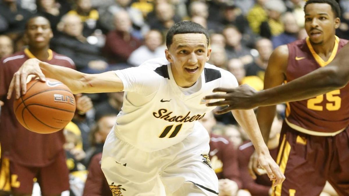 Wichita State guard Landry Shamet drives against Loyola during the first half Wednesday at Koch Arena.