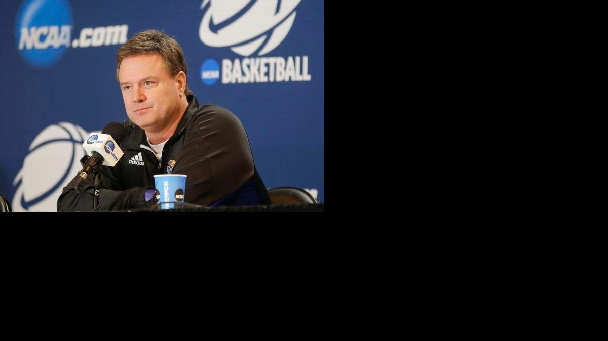 
Kansas coach Bill Self answer questions at the CenturyLink Center in Omaha on Saturday. Kansas and Wichita State will face one another on Sunday with a shot at the Sweet 16 on the line. 
