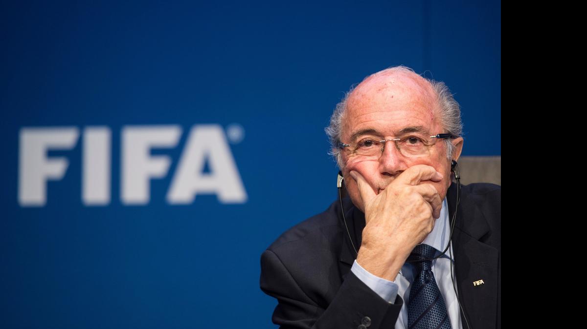 
FIFA President Sepp Blatter attends a news conference following the FIFA Executive Committee meeting in Zurich, Switzerland, on Saturday, May 30, 2015. (Ennio Leanza/Keystone via AP)

