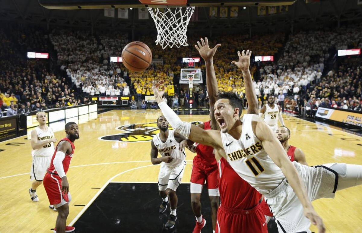 Wichita State guard Landry Shamet takes a shot and is fouled against Houston during the 2017-18 season.