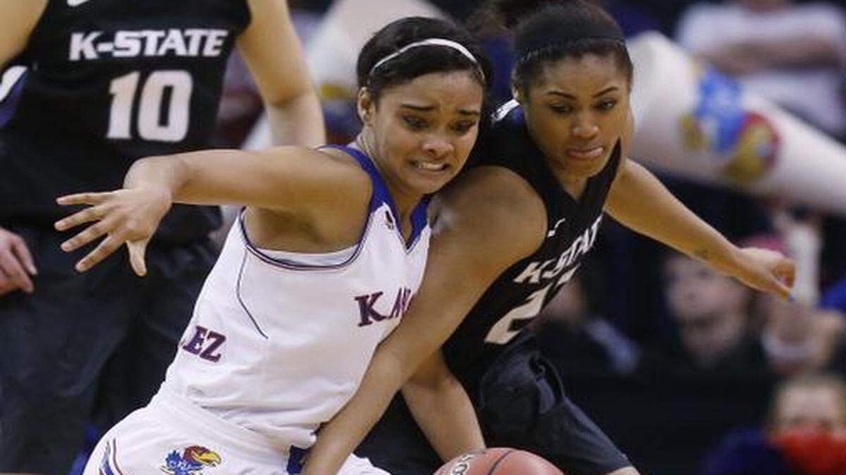 
Kansas State guard Ashia Woods, right, is averaging 10 points for the Wildcats. She’s a senior from Wichita Collegiate.
