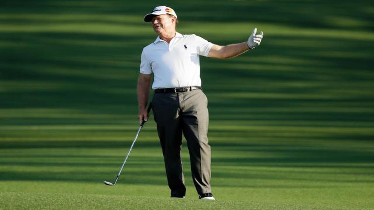 
Tom Watson reacts to his shot on the second fairway during the first round of the Masters on Thursday in Augusta, Ga. 
