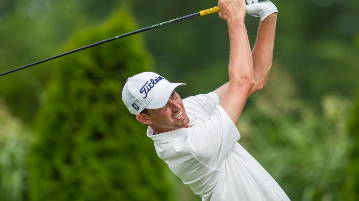 Chesson Hadley hits a tee shot on No. 18 during the first round of the Air Capital Classic at Crestview Country Club.