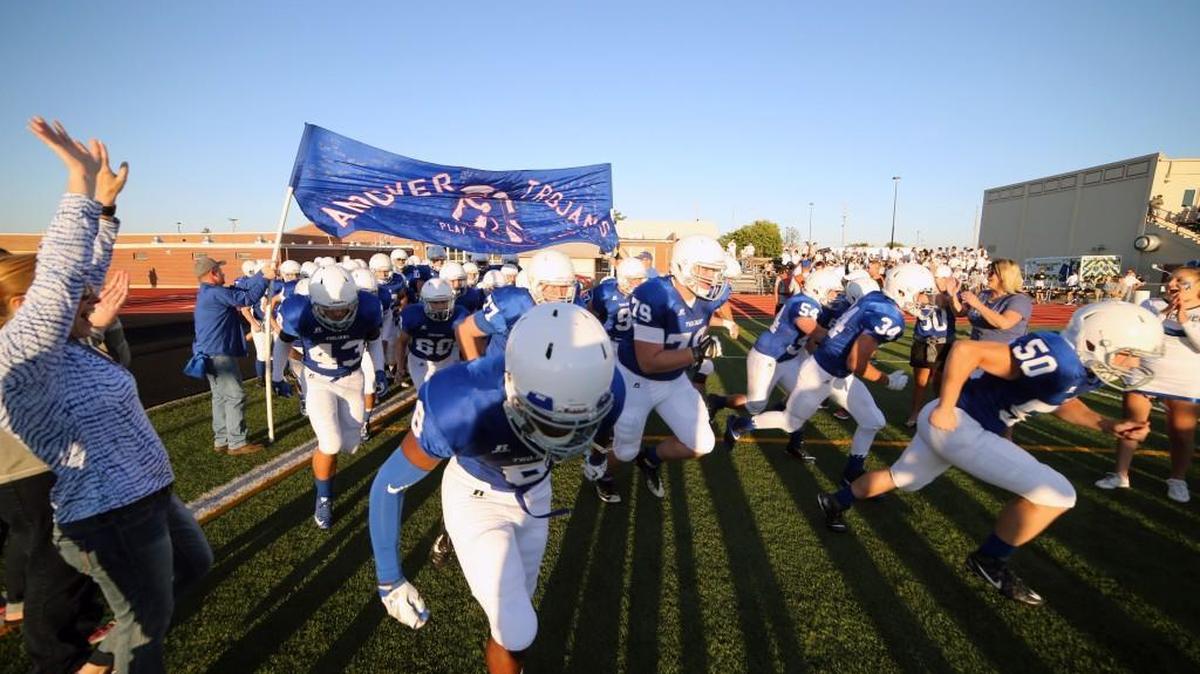 
Andover takes the field on Sept. 11, 2015.
