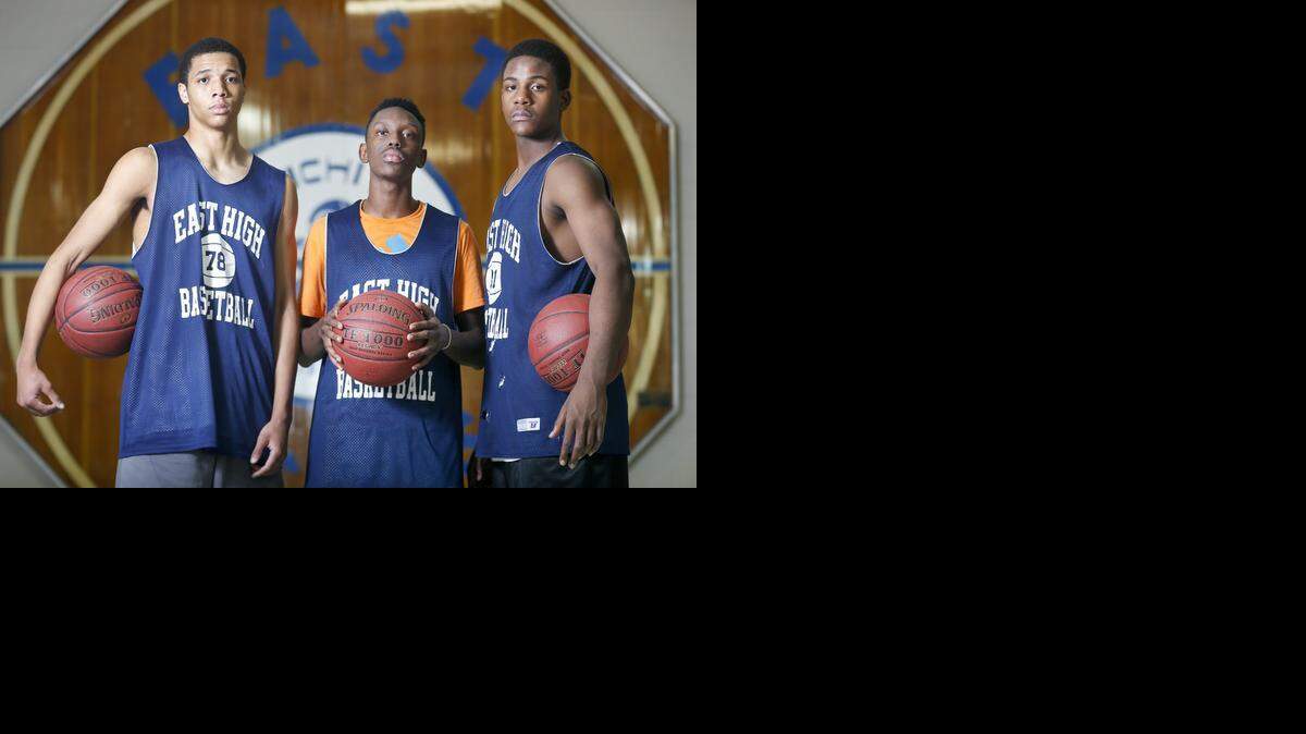 
East High's Zach Jackson, Samajae Jones and Xavier Kelly.
