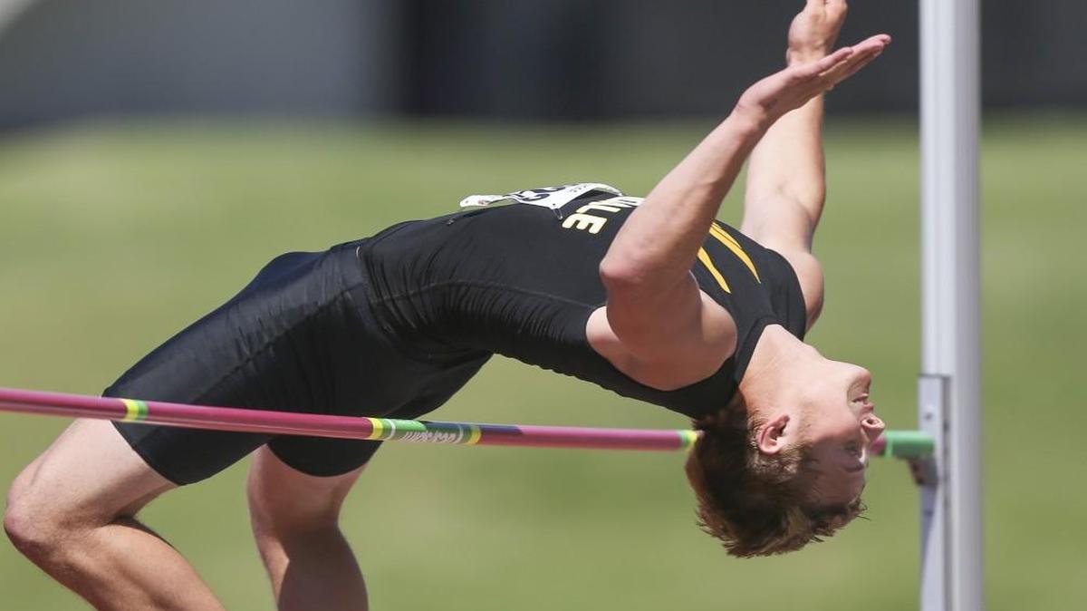 Andale’s Tristan Dagenais was the winner in the boys Class 4A high jump at Cessna Stadium on Friday, clearing 6 feet, 8 inches on his final attempt.