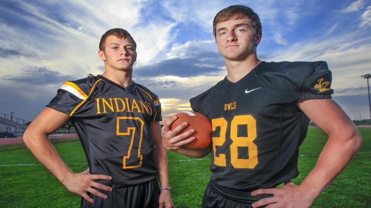 Andale running back Tristen Dagenais, left, and his cousin, Garden Plain quarterback Nate Pauly, are tearing up defenses as two of the top runners in the Wichita area.