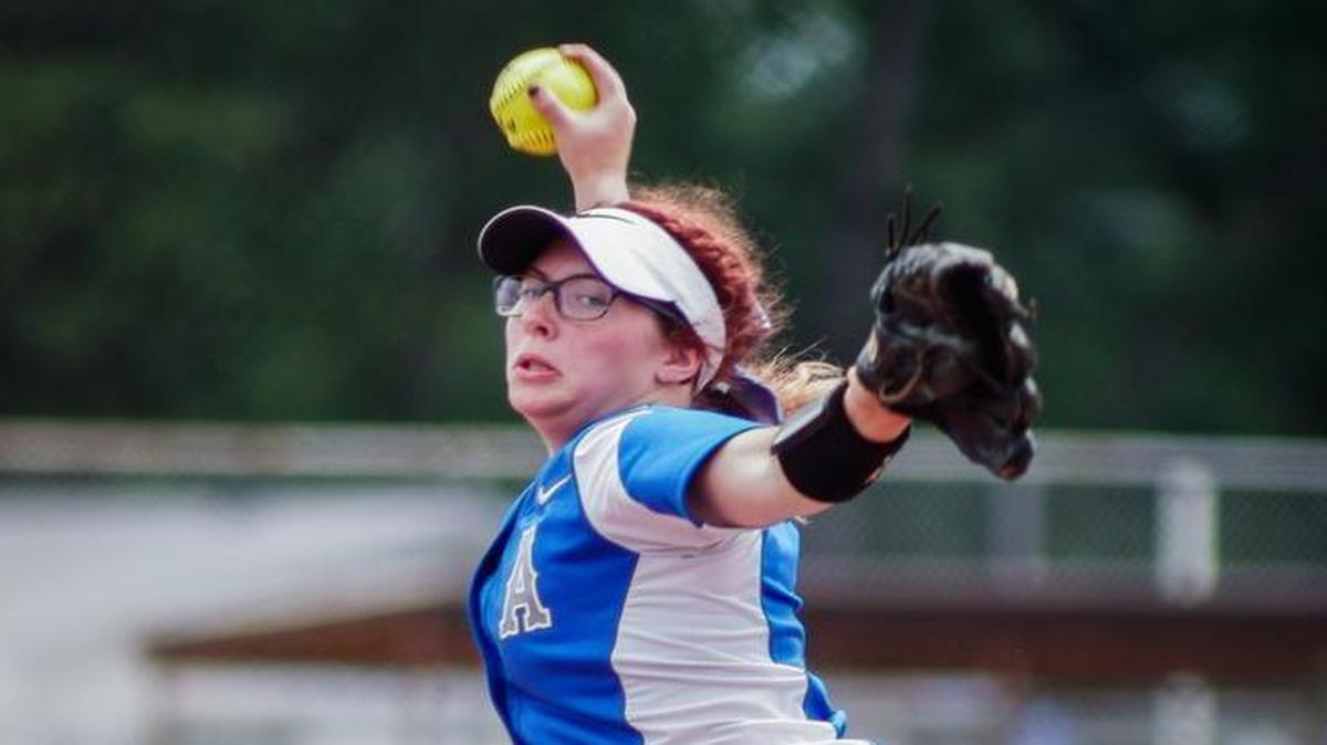 Andover pitcher Alexa Lesperance winds up for the pitch against Shawnee Heights in the second inning Friday.