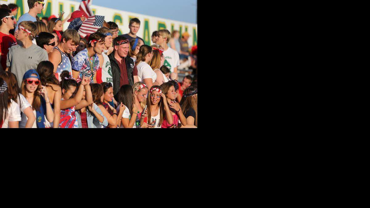 
The Bishop Carroll students wait for the start of their game with Heights at Bishop Carroll High on Sept. 26.
