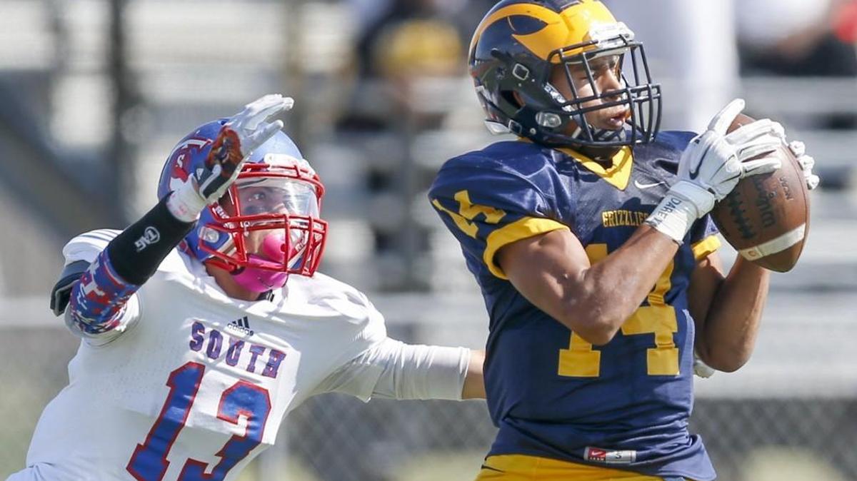 
Northwest DB Justin Onwugbufor intercepts a pass in the end zone intended for South's Jariah Taylor in the second quarter at Northwest High Saturday. 
