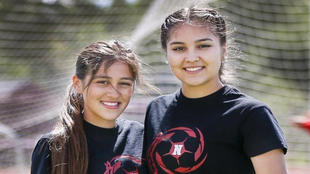 North soccer players Dora Gallo, right, and her sister Nayeli are standout players for the Redskins.