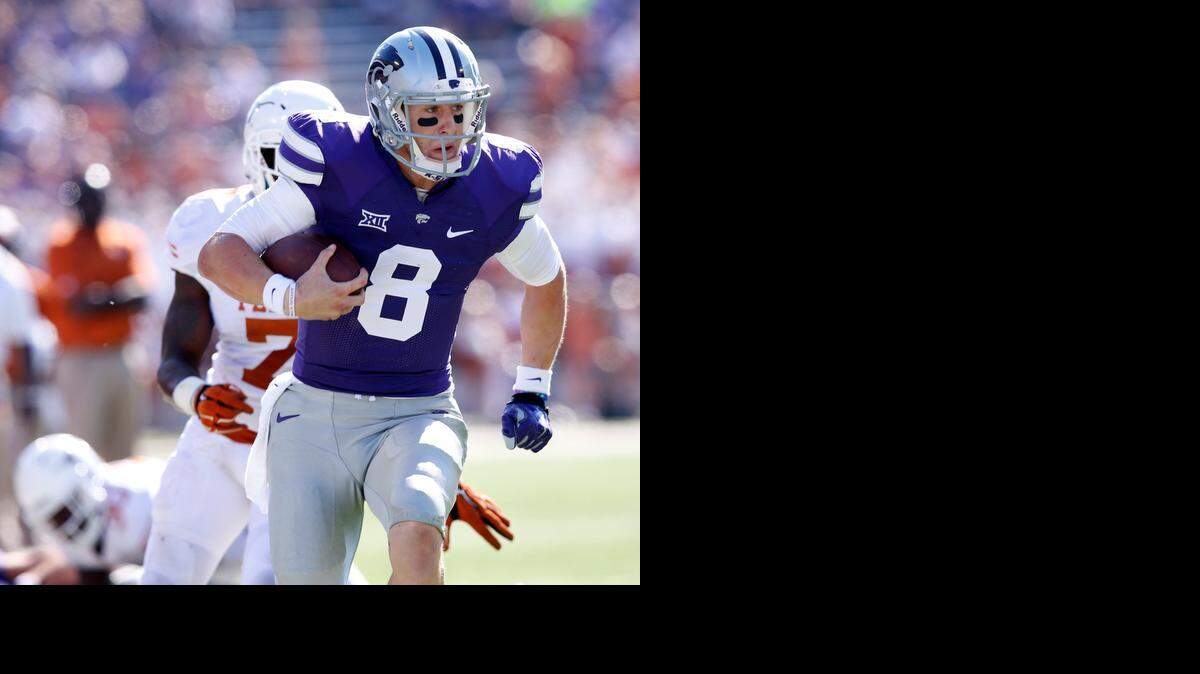 
K-State quarterback Joe Hubener runs for 20 yards late in the game against Texas in October. 
