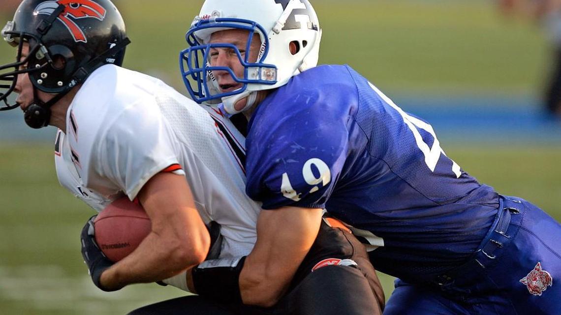 Michael Keck (right, in a game against Augusta) was the top rated player in Missouri by Rivals.com in his senior year.