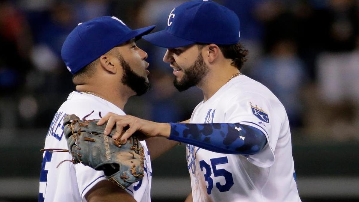 
Royals DH Kendys Morales, left, and first baseman Eric Hosmer have moved into the top spot at their AL All-Star positions in voting by fans since the last release of totals.
