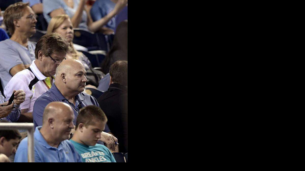 
Former Royals first baseman Steve Balboni (center) was back working at Kauffman Stadium in July — this time as a scout for the Giants.


