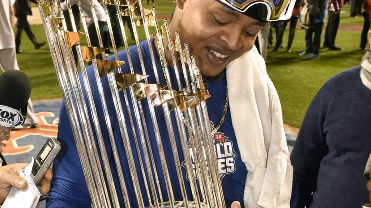 Edinson Volquez started Game 5 of last year’s World Series while mourning the death of his father. After the Royals won in extra innings, he held the trophy.