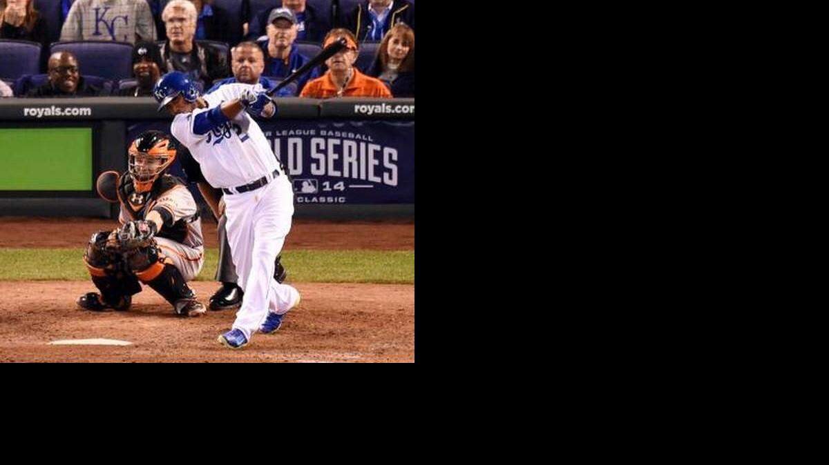 
Laurence Leavy, seen in orange in the front row of Game 1 of the World Series at Kauffman Stadium, is a Miami Marlins fan who annually attends many of the biggest sporting events across the country. KC's own Tech N9ne is two seats away from Orange Man, in the cap.
