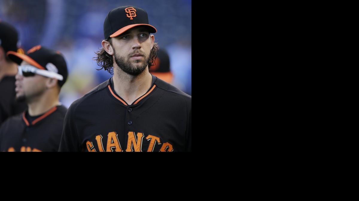 
Madison Bumgarner arrives with his team for Game 6 of the World Series on Tuesday. 
