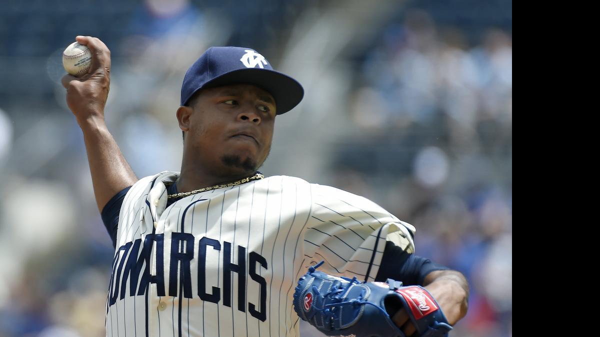 
Kansas City starter Edinson Volquez silenced the New York Yankees for seven scoreless innings as the Royals, dressed in replica uniforms of the Kansas City Monarchs of the Negro Leagues, collected another series with a 6-0 victory on Sunday at Kauffman Stadium. Volquez commanded all three of his pitches with impunity and controlled the Yankees with ease. He yielded only three hits. He walked none. 
