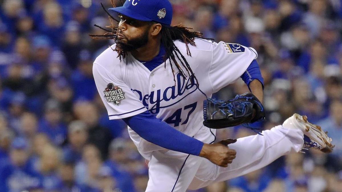 Johnny Cueto’s stay with the Royals including a victory in Game 2 of the World Series this year.