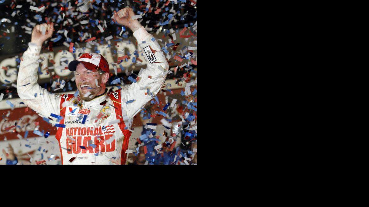 
Dale Earnhardt Jr. celebrates in Victory Lane after winning the Daytona 500 on Feb. 23 at Daytona International Speedway.
