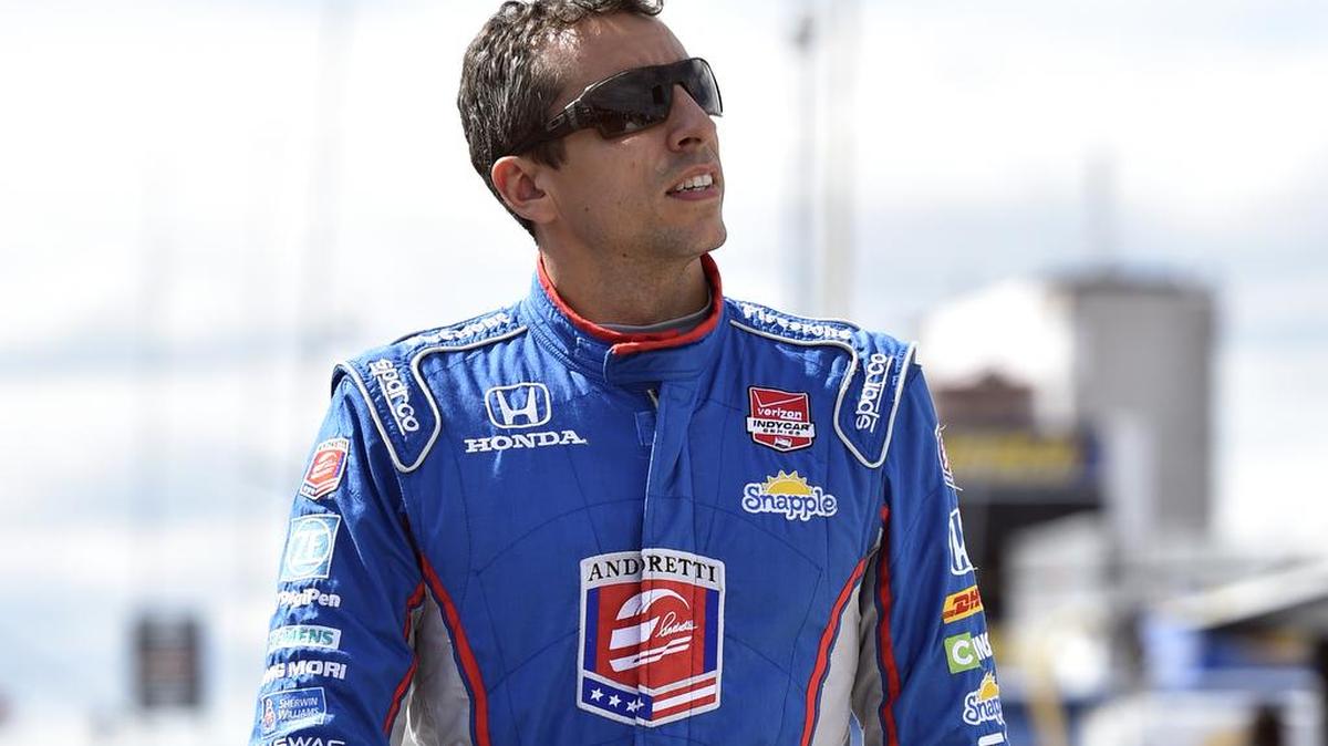 
Justin Wilson, of England, walks on pit road during qualifying for Sunday's Pocono IndyCar 500 auto race, Saturday, Aug. 22, 2015, in Long Pond, Pa. Wilson was died on Monday from head injuries sustained during Sunday’s race.
