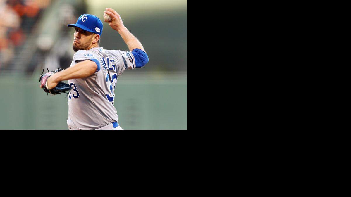 
Royals pitcher James Shields throws during the first inning of Game 5.
