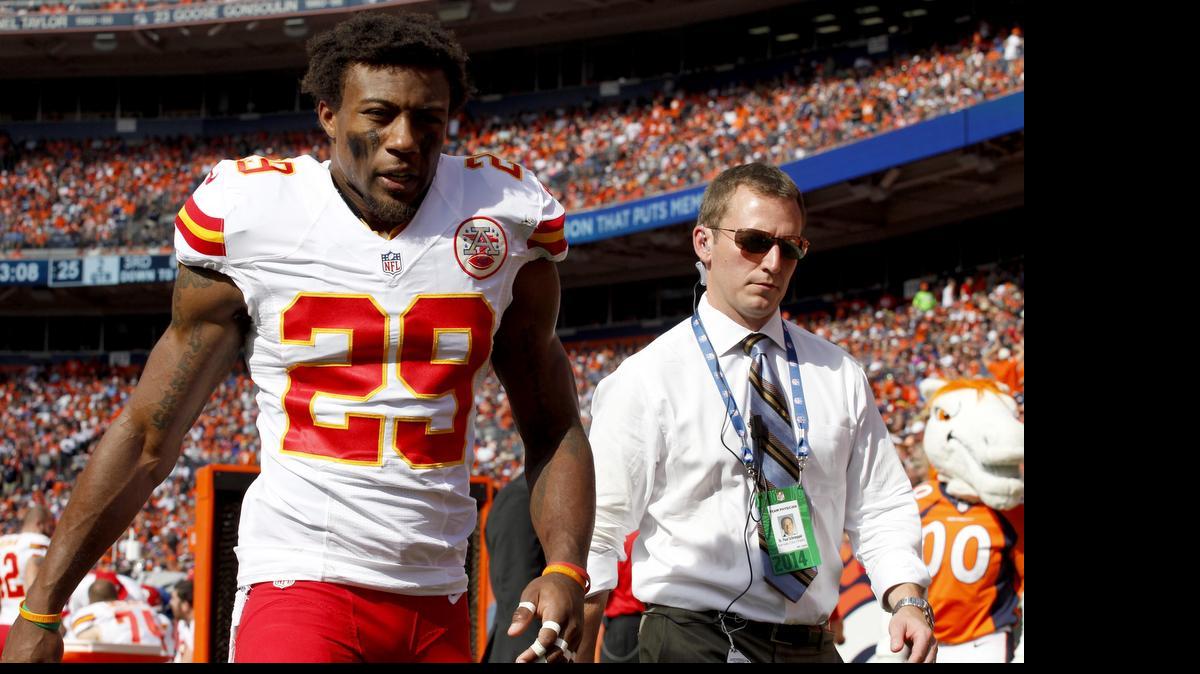 Chiefs strong safety Eric Berry (29) walks off the field last September. He was diagnosed in December with Hodgkin lymphoma but has been given clearance to practice with the team this week. Berry, coach Andy Reid and trainer Rick Burkholder will speak Wednesday at a news conference.