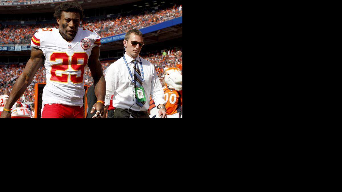 
Chiefs safety Eric Berry (left) hurt his ankle in the game against the Broncos last month.


