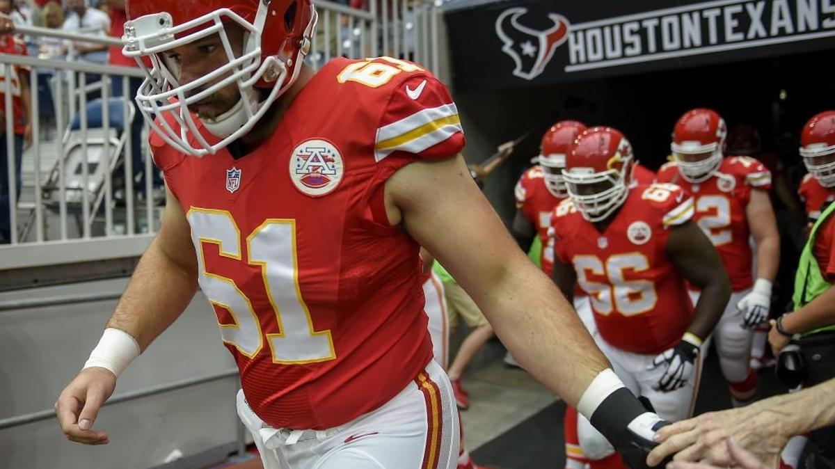 
Chiefs center Mitch Morse received a greeting from his grandmother as he ran onto the field for warmups prior to the opener in Houston.
