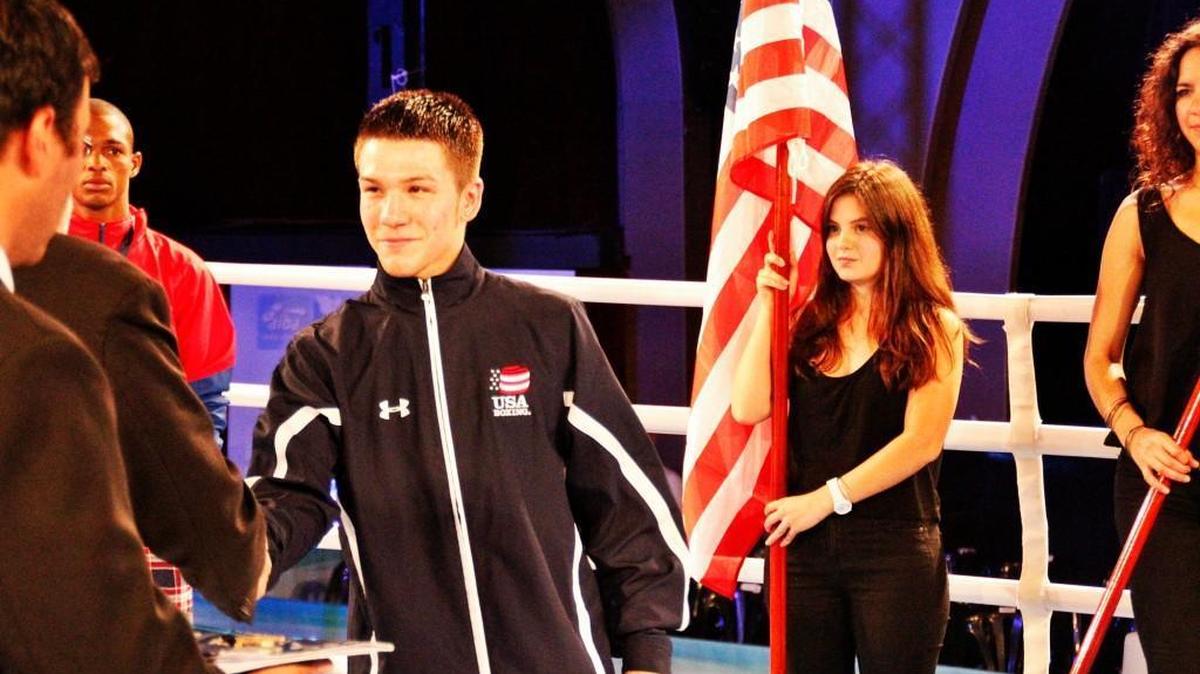 Wichita native Nico Hernandez receives his medal at the Continental Championships in Buenos Aires, Argentina, in March. Hernandez, a light flyweight, will fight for Team USA in the Olympics in Rio de Janeiro in August.