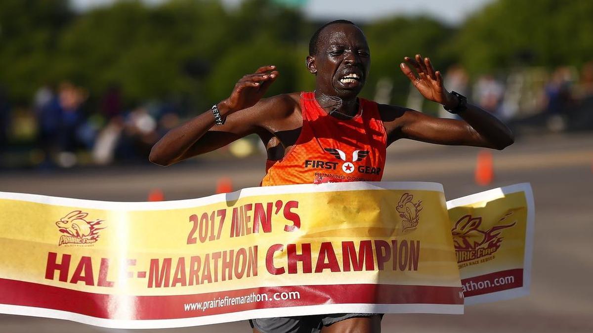 Peter Chebii of Wichita repeated as men’s Prairie Fire half-marathon champion, winning Sunday in 1 hour, 10 minutes, 34 seconds.
