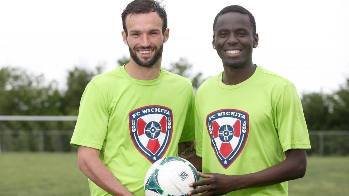 Shadow Sebele, right, was killed in an accident Friday in San Diego. He served as FC Wichita’s first captain in 2015.