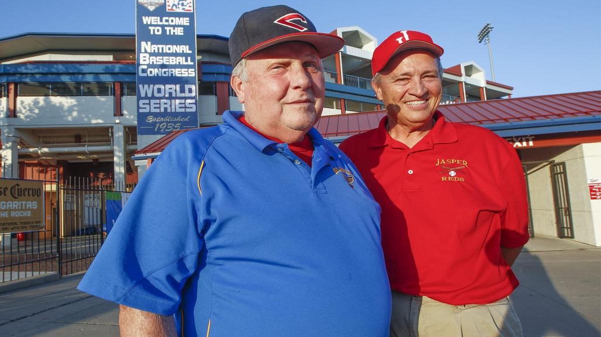 
Jess Bolen of Cape Girardeau, left, and Bob Alles of Jasper will face off in the opening game of the NBC World Series on Friday morning at Lawrence-Dumont Stadium.
