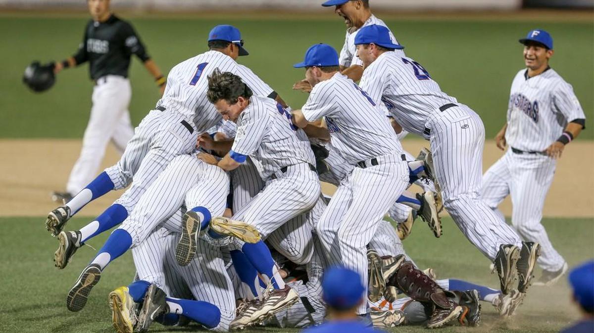 Santa Barbara Foresters players celebrate the 2014 NBC World Series championship.