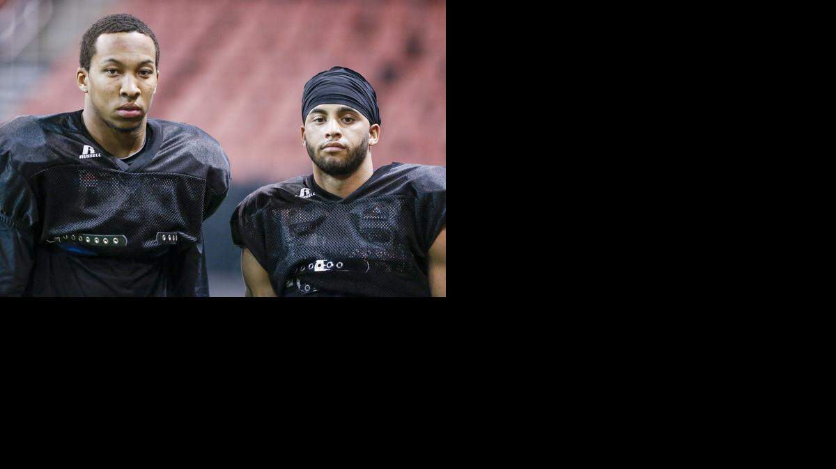 
Dorrian Roberts, right, will team with Jarard Milo in the defensive backfield for the Force, which opens its indoor football season Saturday night at Intrust Bank Arena. 
