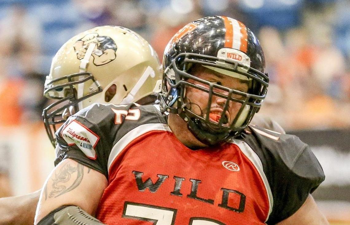 James McCartney carries the ball into the end zone for the Wichita Wild in a game on April 12, 2014.