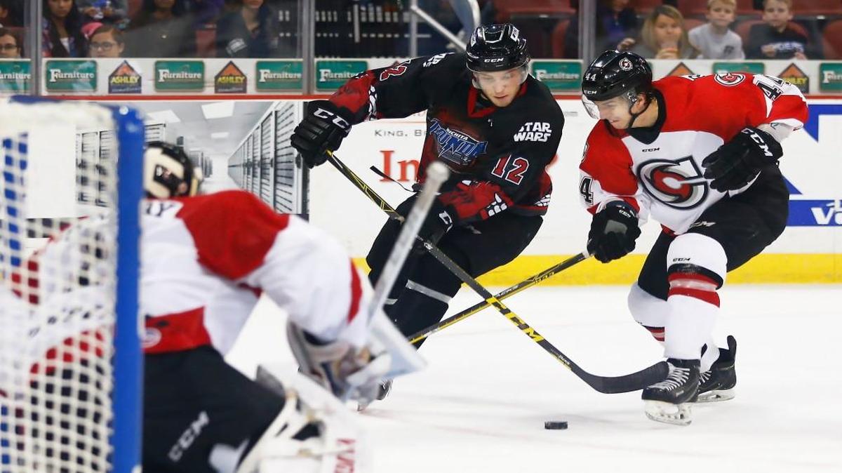Andy Huff, middle, is the leading goal-scorer for the Thunder this season.