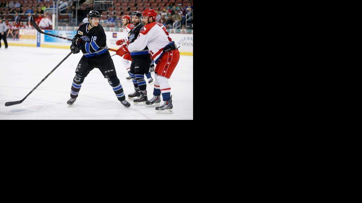 
Kenton Miller, left, and the rest of the Thunder were within three points of fourth-place Tulsa entering Friday’s ECHL games. Wichita plays host to Brampton on Saturday trying to make up ground in the ECHL playoff chase.
