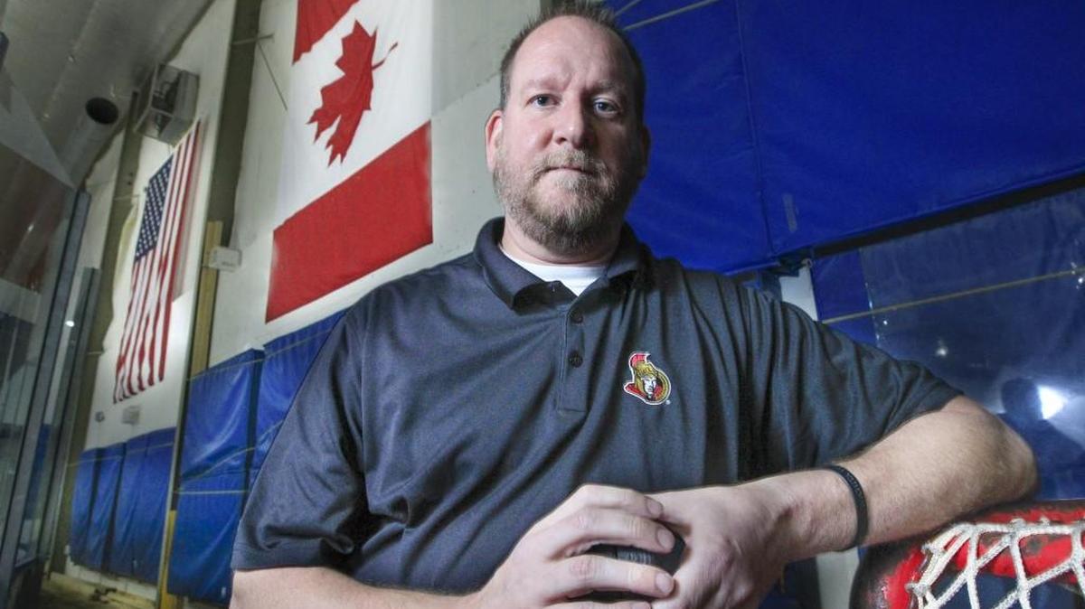 Wichita Thunder general manager Joel Lomurno sports a shirt with the logo of the NHL’s Ottawa Senators, the Thunder’s new major-league affiliate. “Having the Ottawa presence just adds to the luster of coming to see a game,” he said.