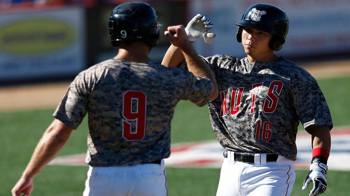 
The Wingnuts' Brent Dean, right, hit three homers in 63 at-bats last season. 
